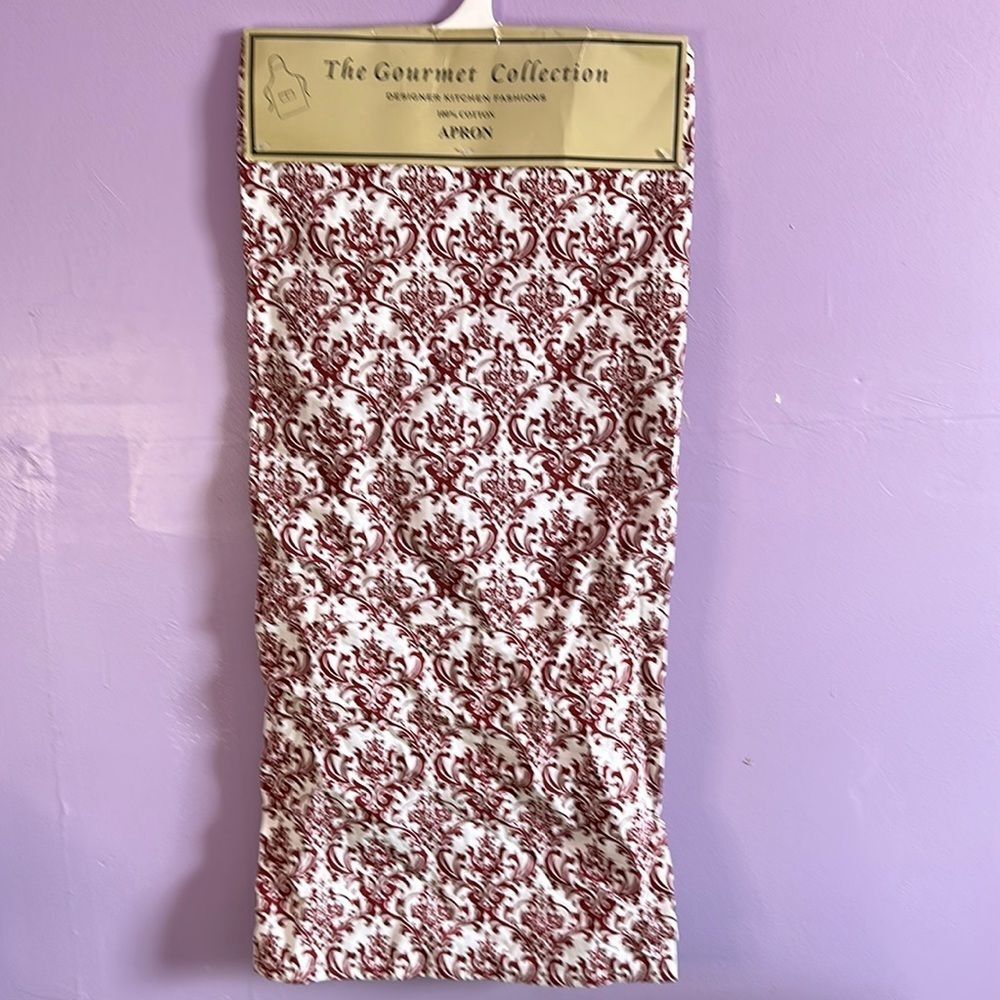 The Gourmet Collection Apron – Cotton Burgundy Paisley – Adjustable One Size